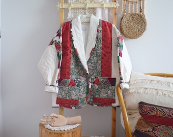 QUILT COTTON COAT Vintage Patchwork - Boho Style - Quilt Chore Coat - Vintage Patchwork Quilt Jacket - Jacket made from old quilt