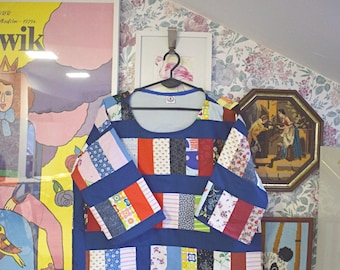 Patchwork Pullover / Vintage Patchwork Sweatshirt / Top made from patchwork/ Top upcycled