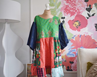 Sukienka świąteczna, Sukienka z recyklingu, Sukienka vintage, Sukienka z recyklingu, Sukienka patchworkowa, Sukienka japońska, Sukienka słodka, Sukienka kolorowa, Sukienka hipisowska,