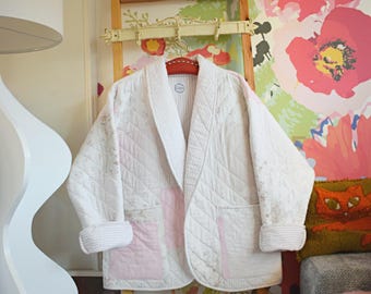 QUILT COTTON COAT Vintage Patchwork - Boho Style - Quilt Chore Coat - Vintage Patchwork Quilt Jacket - Jacket made from old quilt