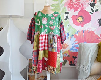 Sukienka świąteczna, Sukienka z recyklingu, Sukienka vintage, Sukienka z recyklingu, Sukienka patchworkowa, Sukienka japońska, Sukienka słodka, Sukienka kolorowa, Sukienka hipisowska,