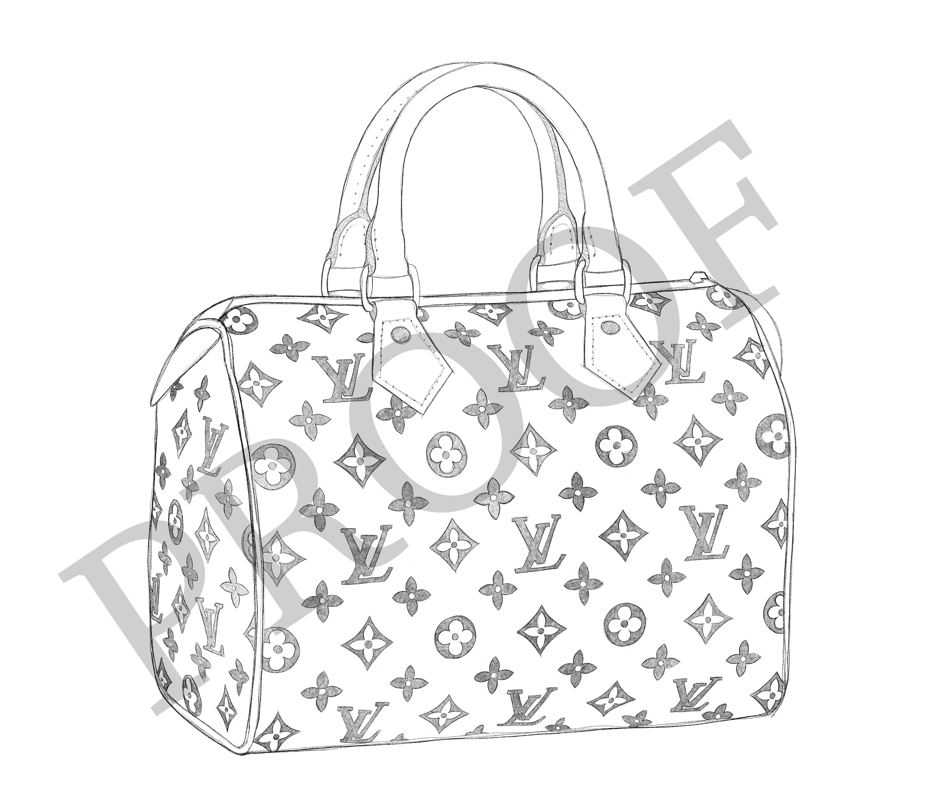 Louis Vuitton Purse Print Minimalism Fashion Print Line Etsy