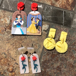 Belle Inspired Earrings, Polymer Clay Earrings