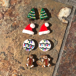 Christmas Polymer Clay Stud Pack, Polymer Clay Studs