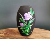 Ikebana Vases Purple flower ceramic vase black Living room decor Pottery vase handmade Bud vase Hand painted Clay vase Easter Gift for mom