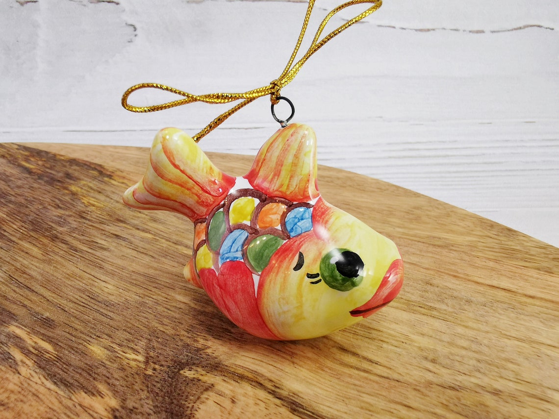 Ceramic gold fish ornament Christmas ornaments handmade Etsy