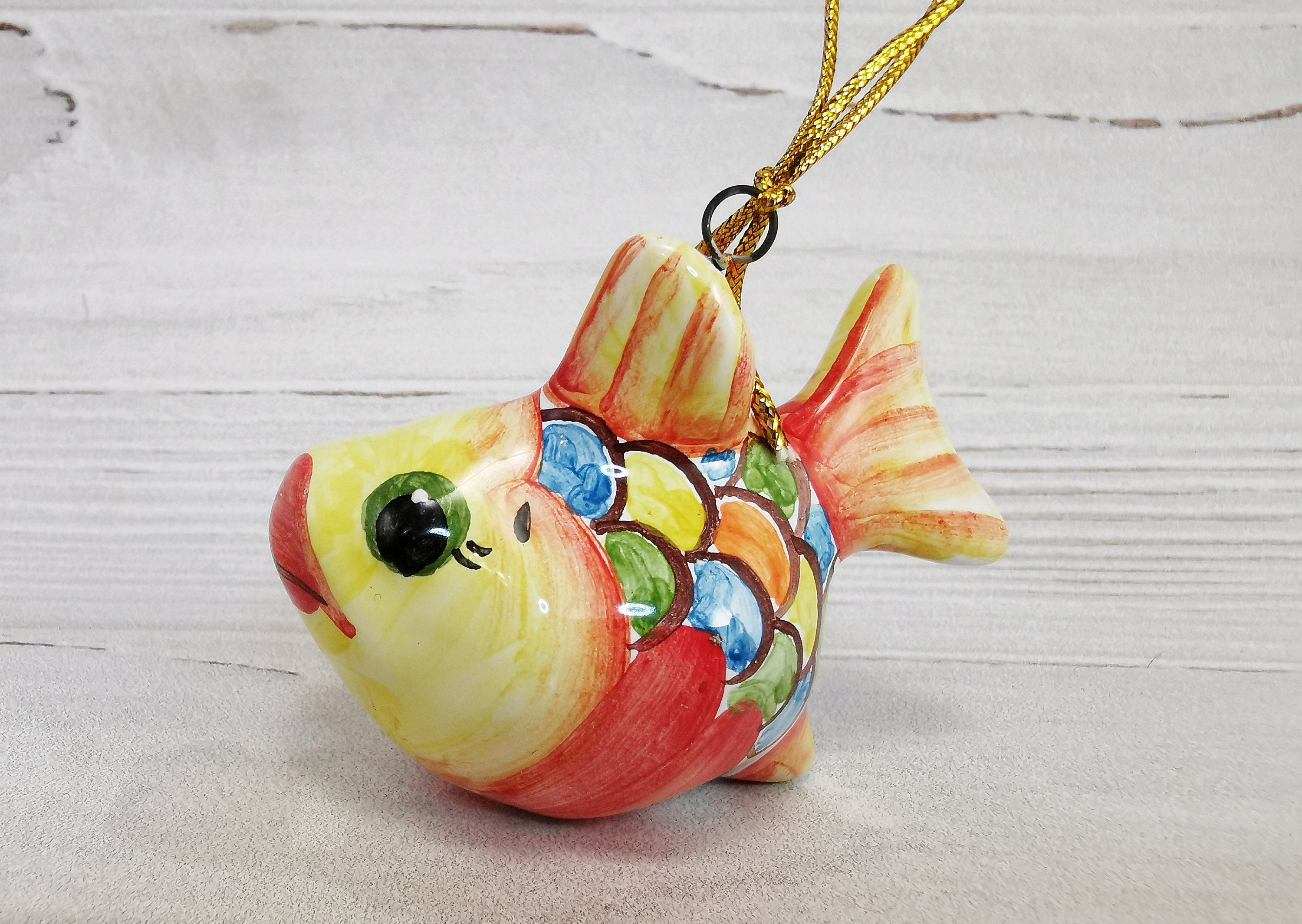 Ceramic gold fish ornament Christmas ornaments handmade Etsy