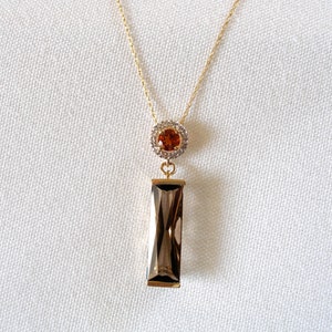 4.33 Ct. Topaz Solitaire & Citrine  14k Gold Dangle Pendant and Necklace