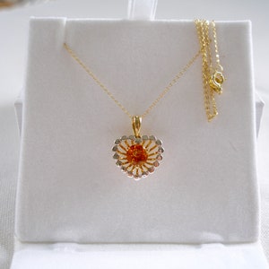 Madeira Citrin Solitaire 14k zweifarbiges Gold &#39;HEART&#39; Anhänger & Halskette