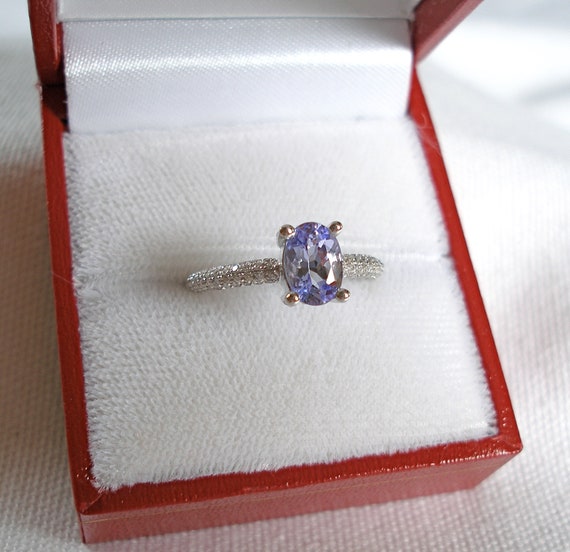 1.20 Ct. Tanzanite Solitaire & Diamond  14k White… - image 8