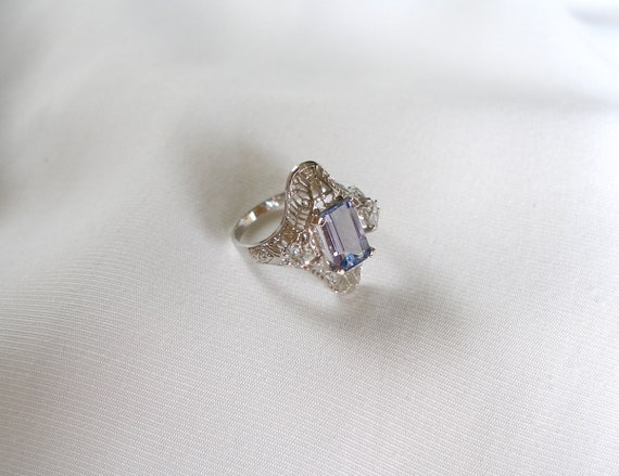 2.60 Ct. Tanzanite Solitaire & Diamond  14k White… - image 10