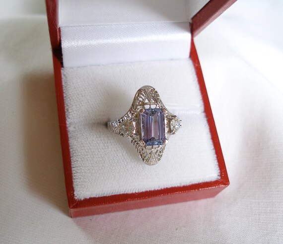 2.60 Ct. Tanzanite Solitaire & Diamond  14k White… - image 6