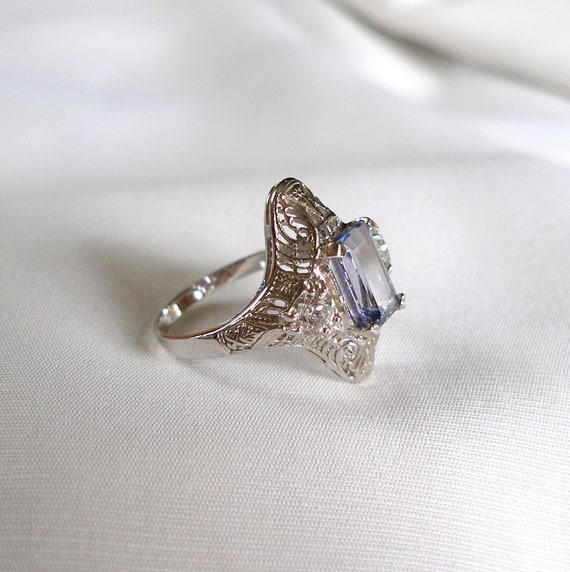 2.60 Ct. Tanzanite Solitaire & Diamond  14k White… - image 4