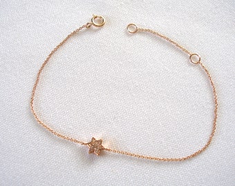 VIDA = 14k Rose Gold 'Star' Bracelet with Accent Diamonds