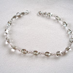 7.05 Ct. Light Green Amethyst  14k White Gold Tennis Bracelet