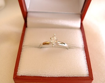 Diamond 'Marquise' Solitaire  14k White Gold Ring