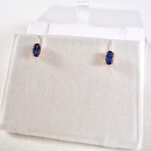 Tanzanite Solitaire  14k Yellow Gold Earrings