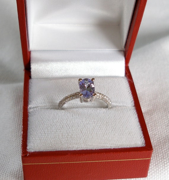 1.20 Ct. Tanzanite Solitaire & Diamond  14k White… - image 4