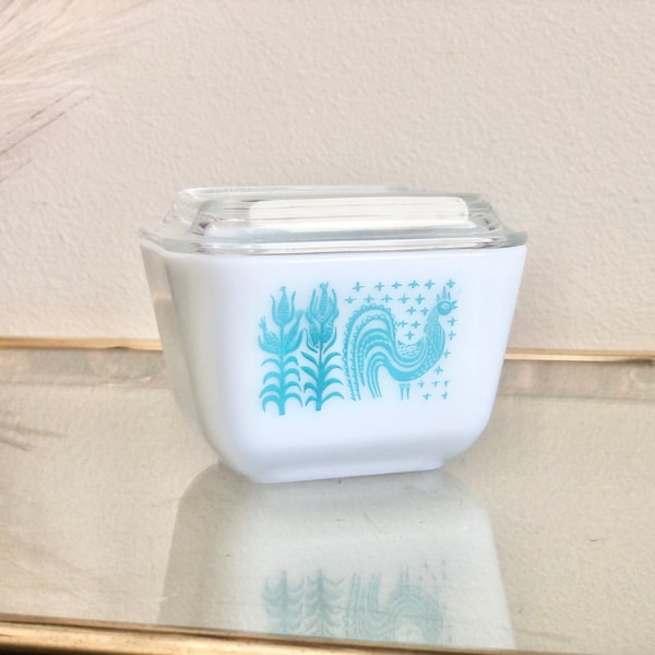 Vintage Pyrex Turquoise Blue Amish Butterprint Fridgie w/ Lid 501 Small Refrigerator Dish Container w/ Lid Baking Casserole Retro Gift