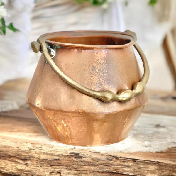 Grande maniglia girevole in ottone antico francese forgiato in rame / Vintage rustico fattoria cottagecore fata provinciale / cucina accogliente decorazione regalo