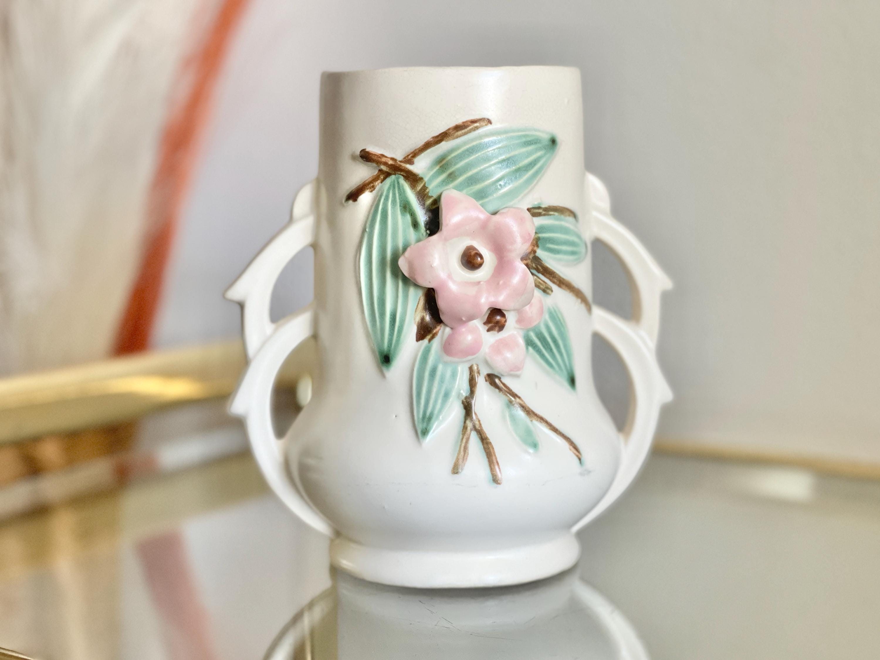 Roseville Pink Cherry Blossom Pottery - Etsy display picture 1