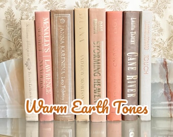 Warm Earth Tones Mix Neutral Hardcover Decorative Books Display Staging Cottagecore Academia Neutral Bookshelf Book Bundle Home Decor Gift