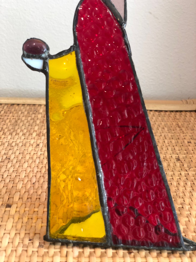 Vintage Stained Glass Nativity Set Set 5 Piece Christmas Etsy