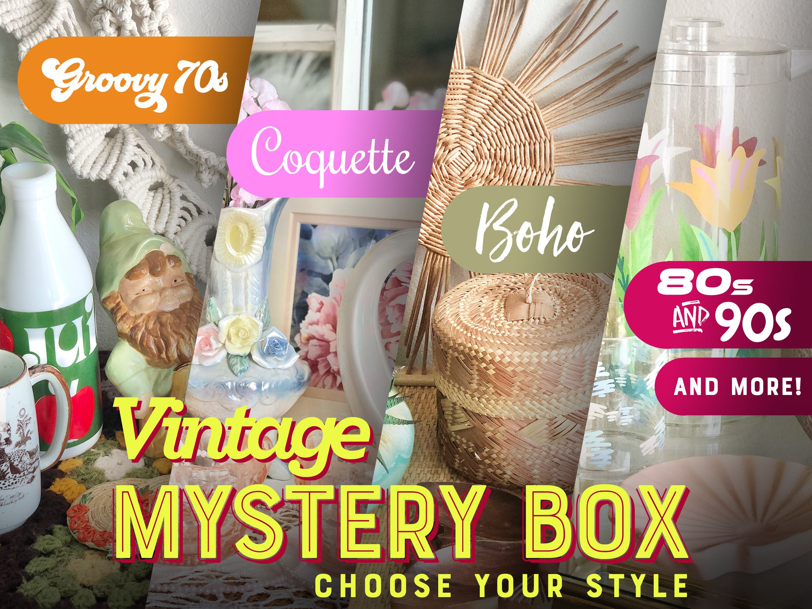 Custom Vintage Personalized Home Decor Mystery Box Bundle Cottagecore 70s 80s 90s Midcentury Academia Coquette Unique Gift Idea Housewarming