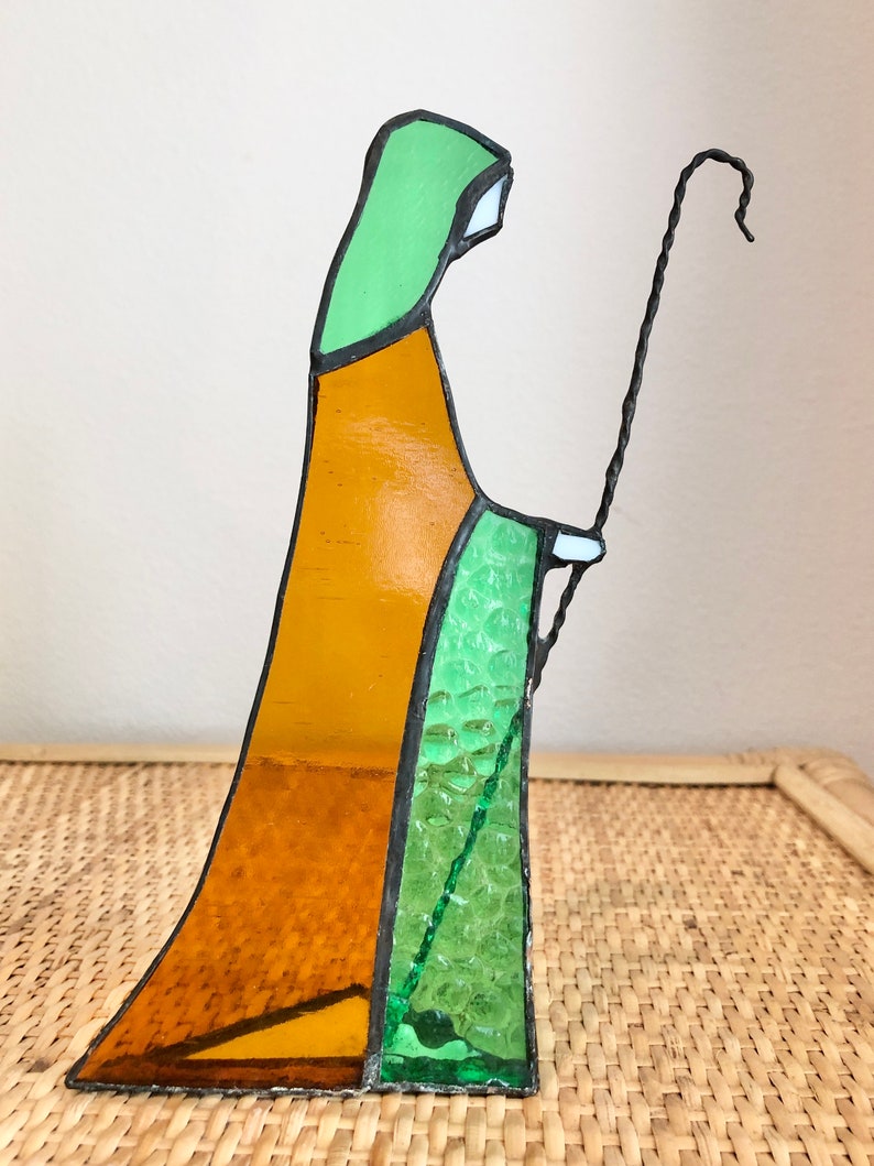 Vintage Stained Glass Nativity Set Set 5 Piece Christmas Etsy