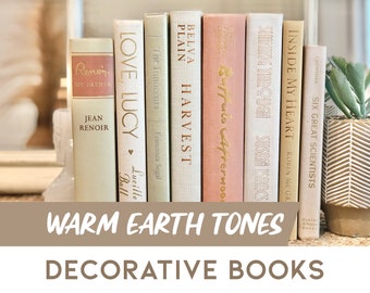 Warm Earth Tones Mix Neutral Hardcover Decorative Books Display Staging Customizable Color Book Bookshelf Home Decor Housewarming Gift