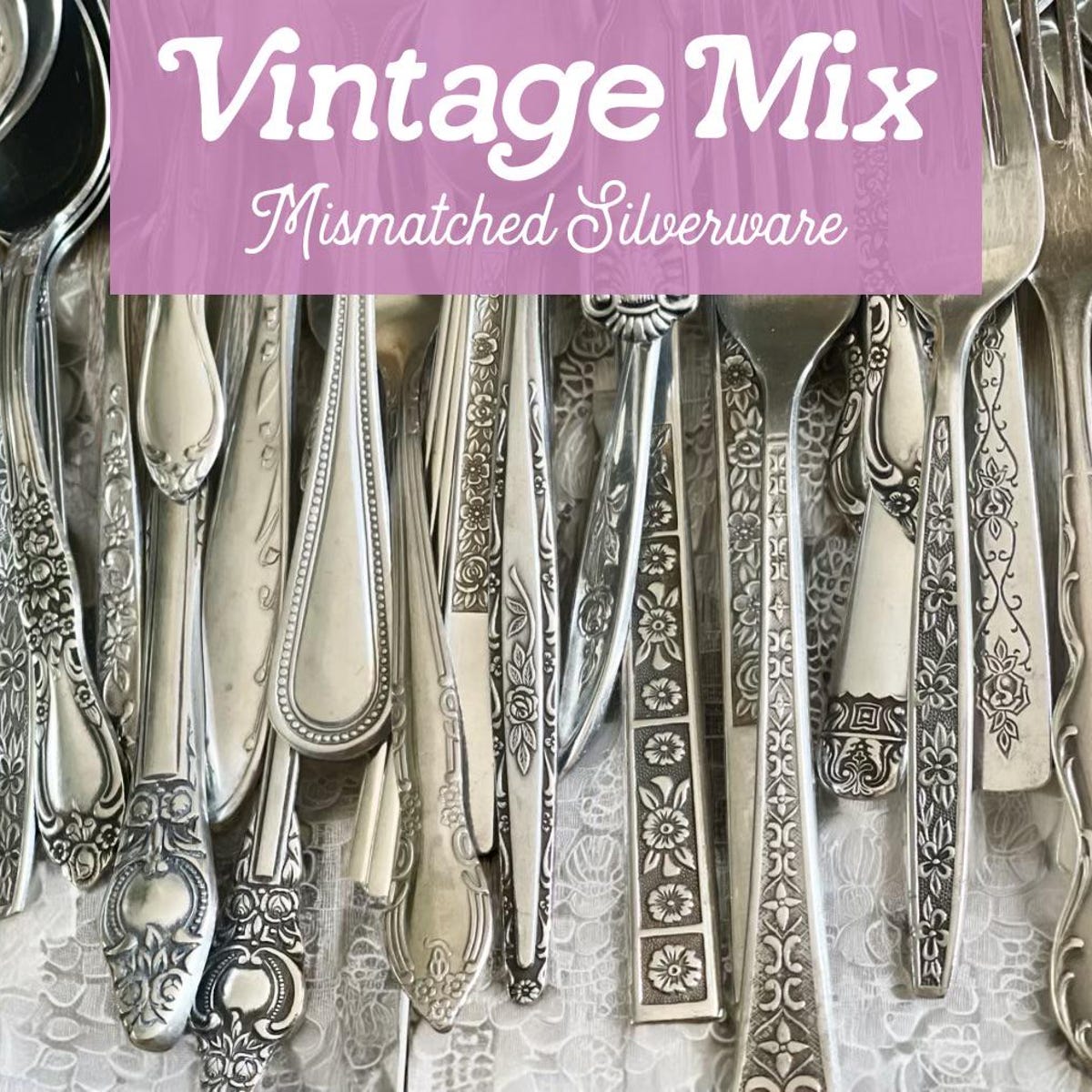 Vintage Mismatched Stainless Flatware Place Settings Tablescape Silverware Forks Spoon Bridgerton Romantic Wedding Shower Party Cottagecore - Etsy