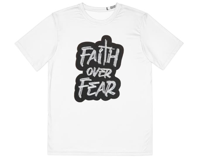 Men's Faith Over Fear Polyester Tee: Inspirational Active Wear