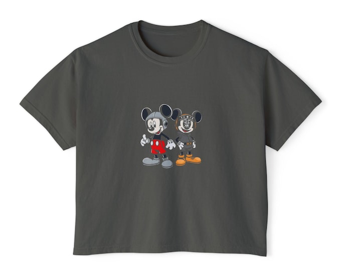 Mickey Mouse Boxy Tee Casual T-Shirt, Gift for Disney Lovers, Summer Fashion Retro Graphic Top  Cute Women Apparel