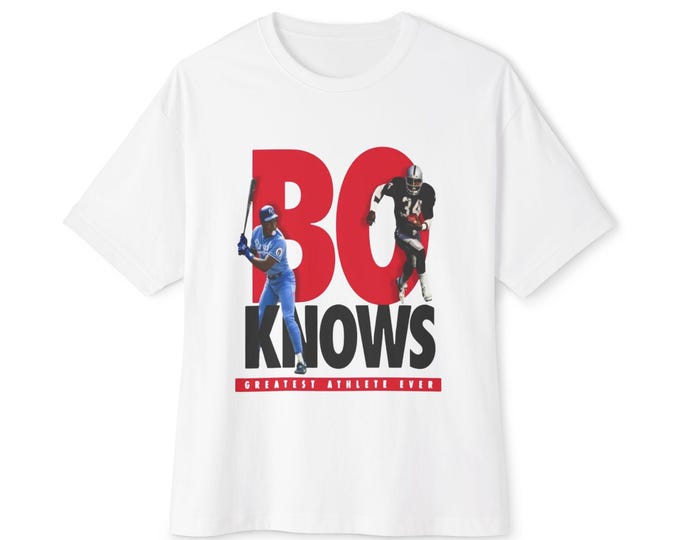 Bo Knows Graphic Tee: Unisex Oversized Boxy Cotton T-Shirt