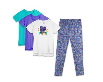 Rebel Girls Organic CottonT-Shirt and Leggings 4 Piece Gift Set