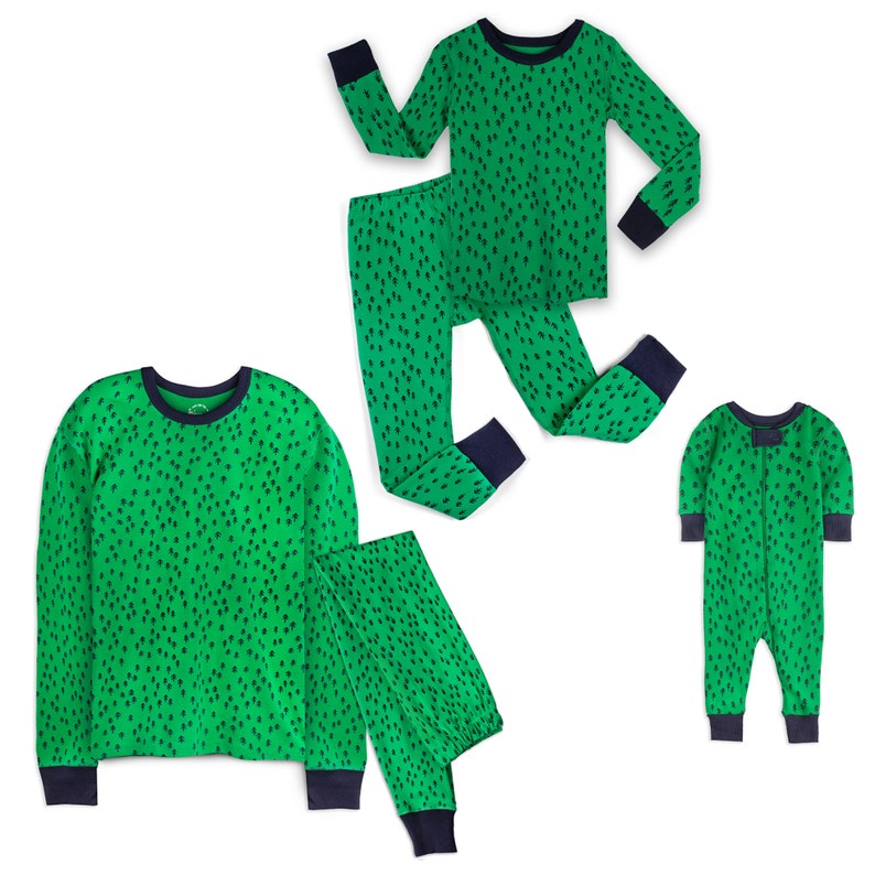 Organic Cotton & Fair Trade Certified Family Holiday Evergreen Trees Pajamas image 5