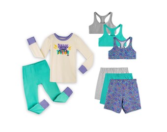 Rebel Girls Pajama, Sports Bra and Bike Short 8 Piece Gift Set