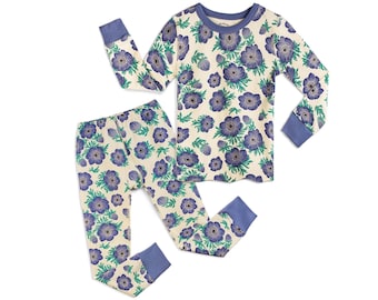 Girls Organic Cotton & Fair Trade Certified Purple Poppy Print Pajamas