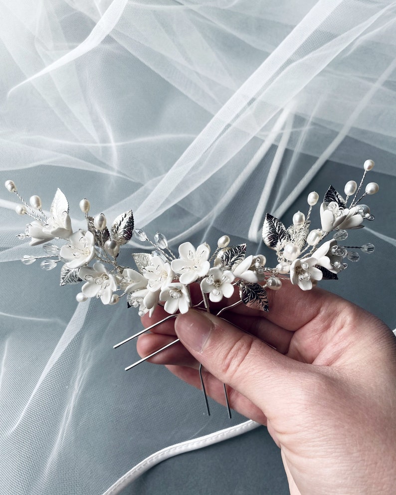 Floral Hair Pins Bridal Hair Flower Ivory Flower Hair Pin Etsy