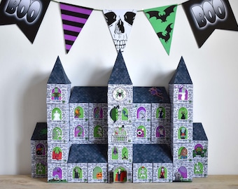 Printable Halloween Dracula's Castle Monster Mash Countdown Advent Calendar