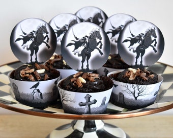 Printable Sleepy Hollow Headless Horseman Cupcake Skirt & Topper Decorations