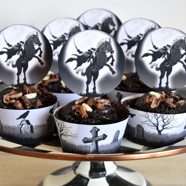 Jupe et décorations imprimables pour cupcakes Sleepy Hollow Headless Horseman