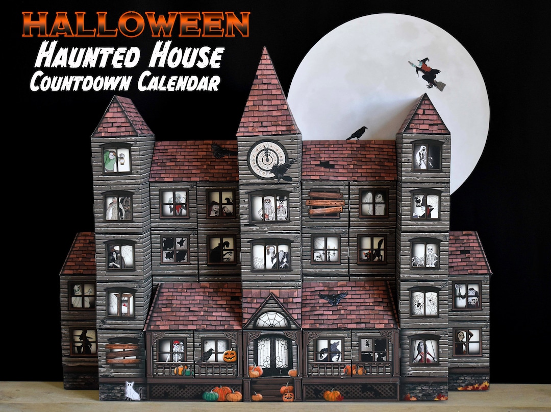 Printable Halloween Haunted House Countdown Advent Calendar Etsy