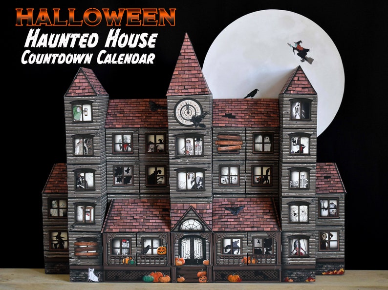 Printable Halloween Haunted House Countdown Advent Calendar image 1
