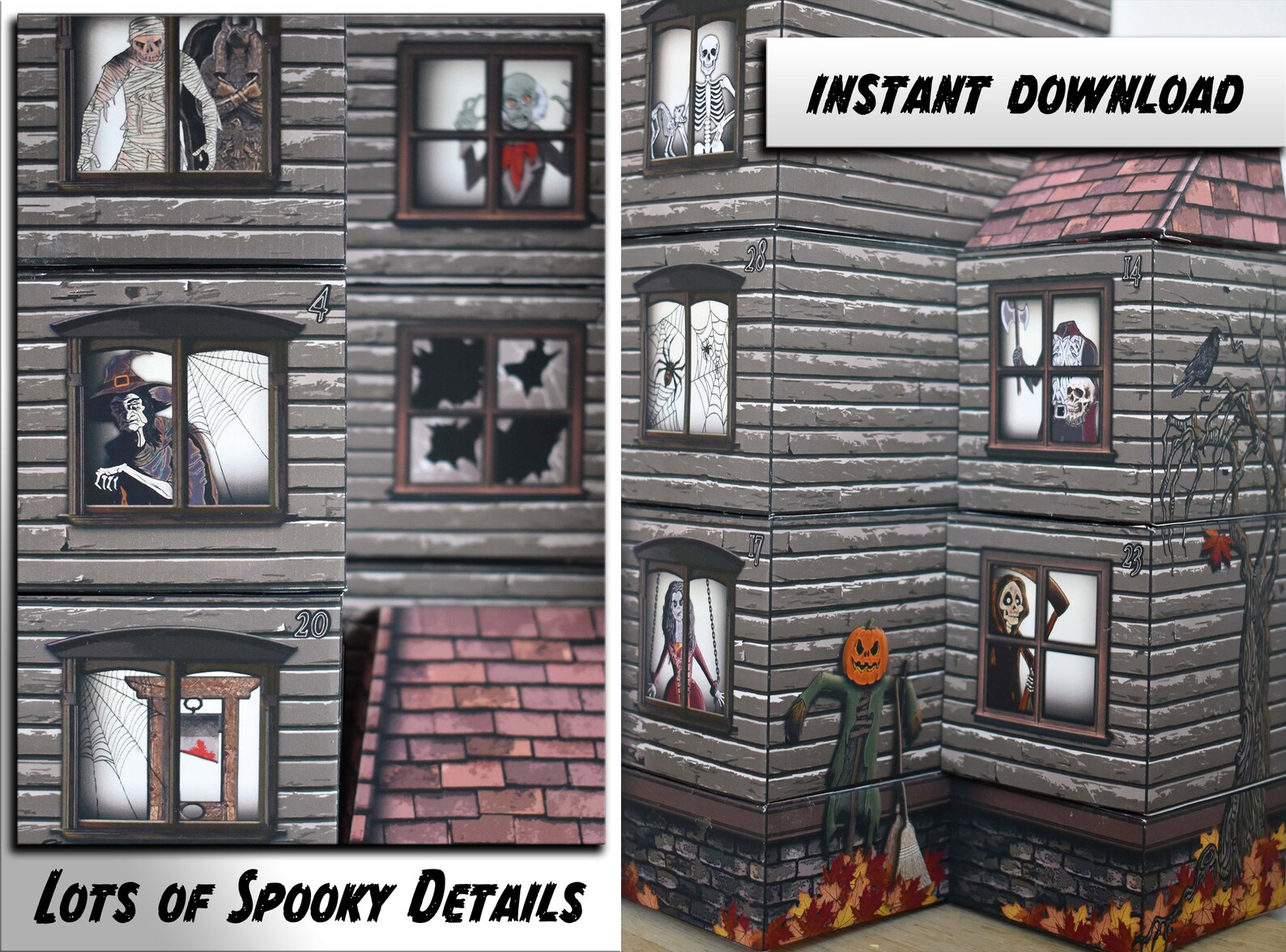 Printable Halloween Haunted House Countdown Calendar - Etsy