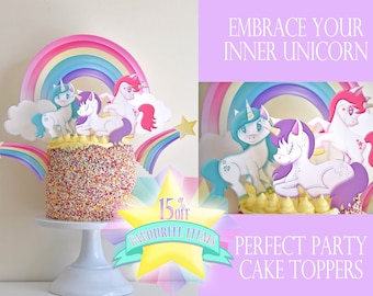 Printable Unicorn Big Celebration Cake Decorations