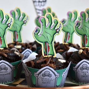 Printable Zombie Halloween Cupcake Toppers & Skirt Decorations