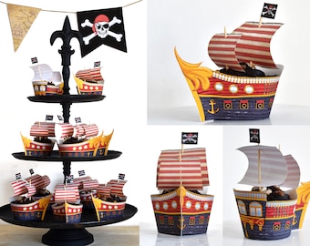 Printable Pirate Cupcake Skirts & Toppers