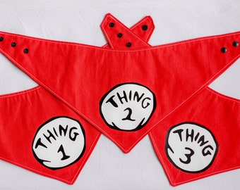 Thing 1,2,3,4+ Pet Bandanas | Dog & Cat | collar and neck accessories