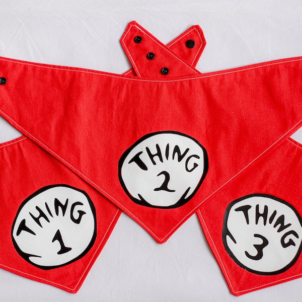 Thing 1,2,3,4+ Pet Bandanas | Dog & Cat | collar and neck accessories